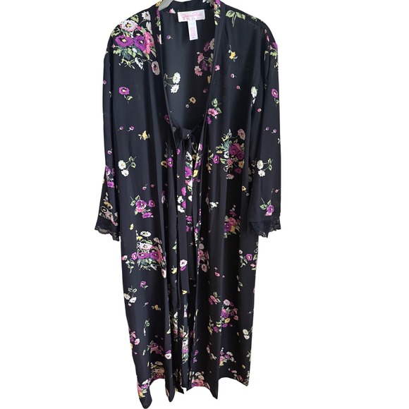 Oscar de la Renta Other - Oscar de la Renta Pink Label Floral Lace‎ Kimono Robe XL Black Romantic Luxury
